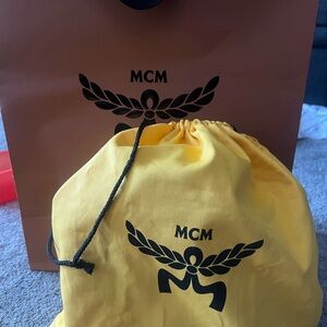 MCM Tan Bag with Black Accents